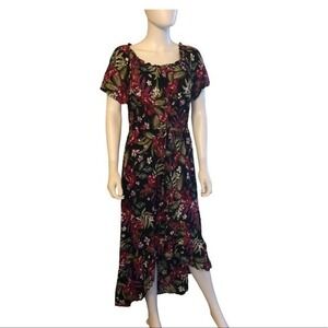 Style & Co Floral Boho Floral High Low Prairie Dress Short Sleeve Size L NWT